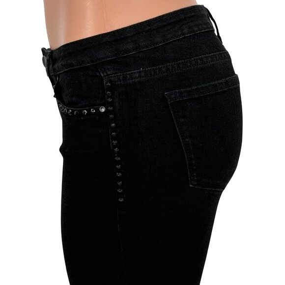 Rachel Roy Black Mid-Rise Studded Skinny Jeans 28 | Rockstar Girlfriend Grunge - Picture 11 of 15